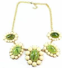 Full Bloom Green Flower Statement Necklace