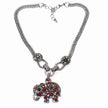 Elephant Pendant Necklace Silver Tone Chain Crystal Charm Jewelry