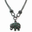Elephant Pendant Necklace Silver Tone Chain Crystal Charm Jewelry