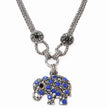 Elephant Pendant Necklace Silver Tone Chain Crystal Charm Jewelry