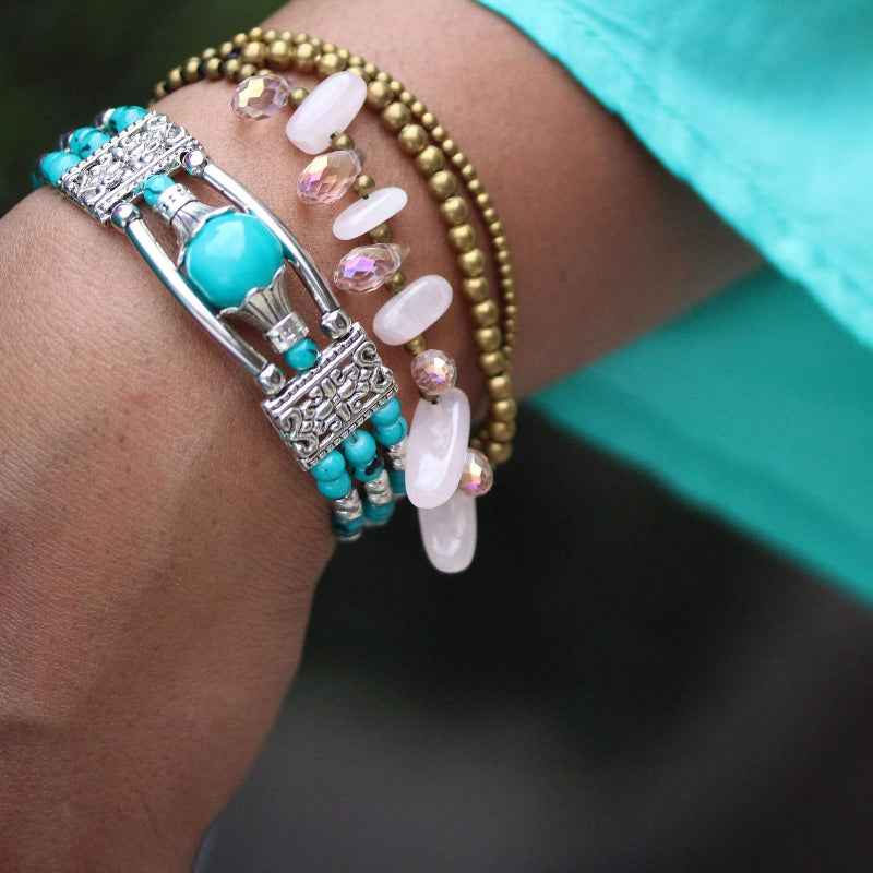 Multicolor Beaded Bracelets with Silver Accents
