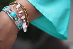 Feather Charm And Beads Bracelet