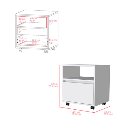 Nightstand, One Drawer, White Finish