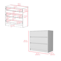 Beloit 3 Piece Bedroom Set, Nightstand + Dresser+ Armoire, White