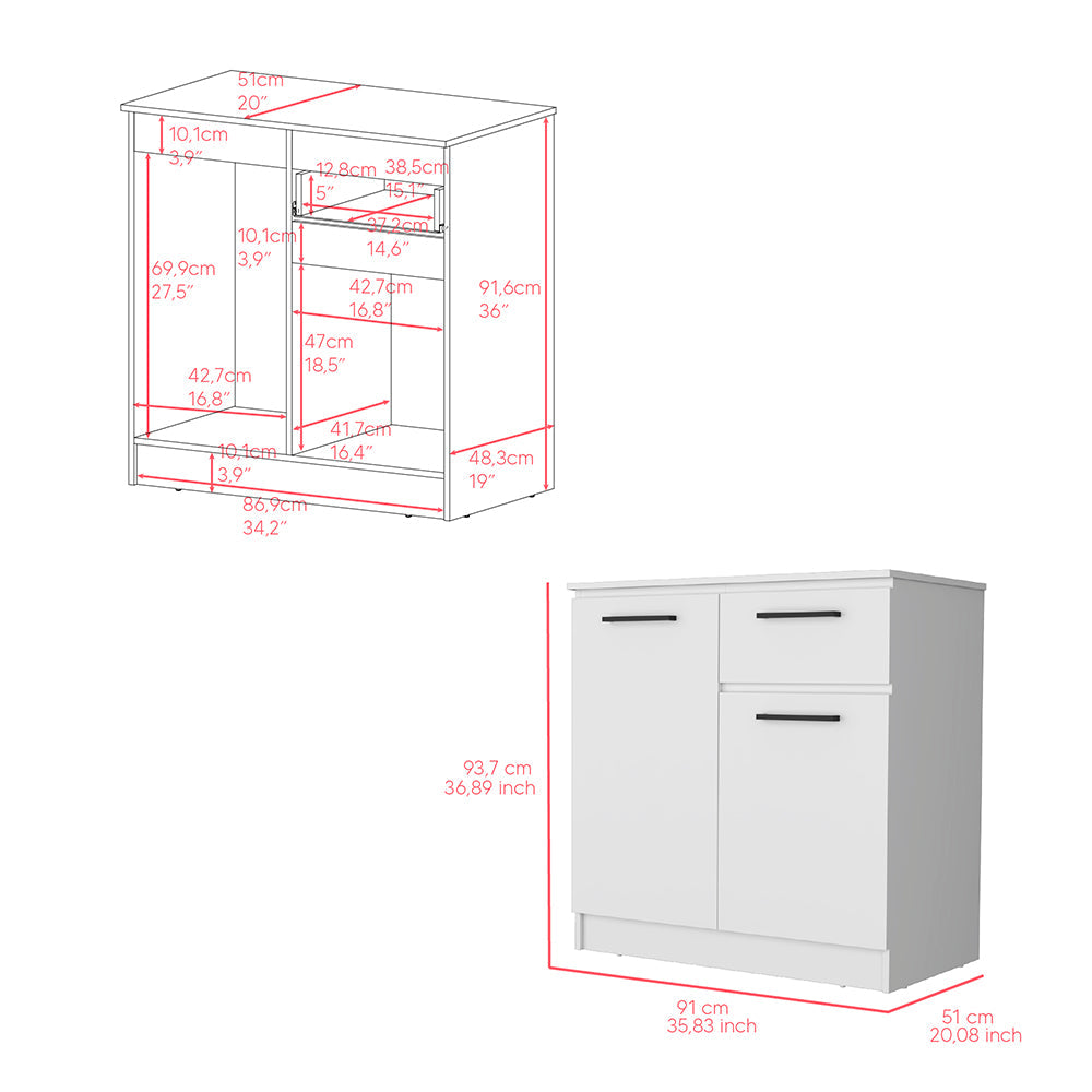 Multi-Functional Dresser Top Surface as TV Stand, White Finish