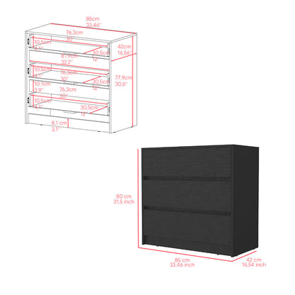 2 Piece Bedroom Set, Nightstand + Dresser, Black Wengue Finish.