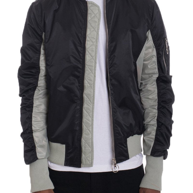 Men’s Colorblock Bomber Jacket with Zip Closure