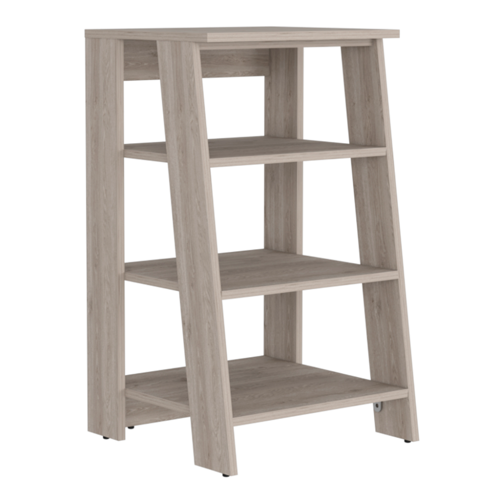 Linen Cabinet Jenne, Four Open Shelves, Light Gray Finish.