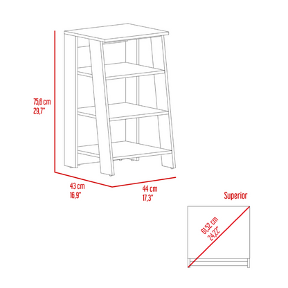 Linen Cabinet Jenne, Four Open Shelves, Light Gray Finish.