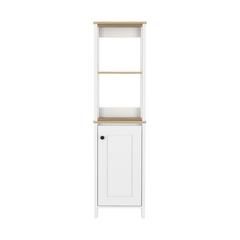 Linen Cabinet Jannes, Two Open Shelves, Single Door, Light Oak / White