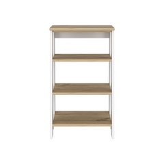 Linen Cabinet Jenne, Four Open Shelves, Light Oak / White Finish