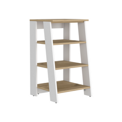 Linen Cabinet Jenne, Four Open Shelves, Light Oak / White Finish