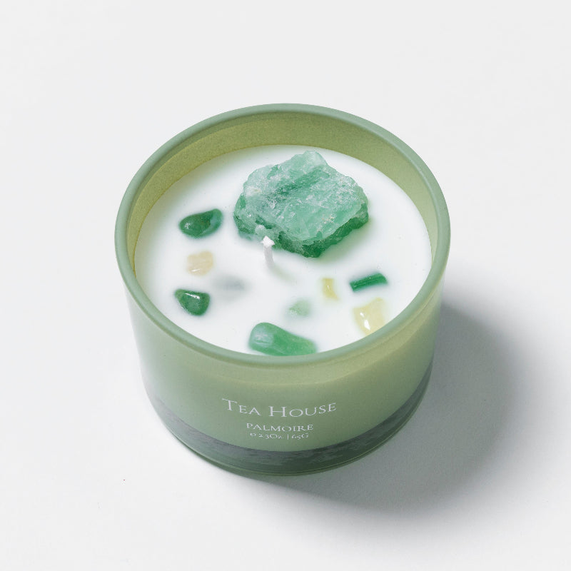 Palmoire Tea House Hand-Poured Soy Wax Candle – Green Glass Jar