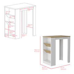 Reston 2 Piece Kitchen Set, Kitchen Island + Pantry Cabinet, White /