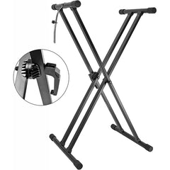 5Core Keyboard Stand Double X Style Adjustable  Piano Riser For 49 To