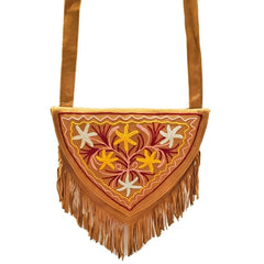 Kashida Embroidery of Bihar Suede Purse with Fringe Tassel Shoulder