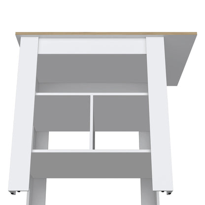 Kitchen Island Three Shelves, White Finish