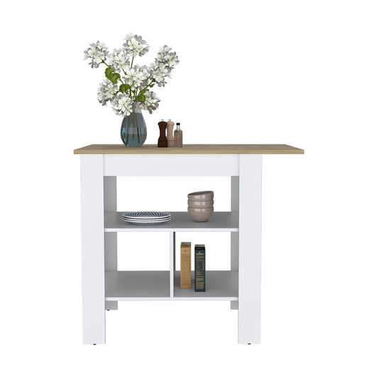 Kitchen Island Three Shelves, White Finish