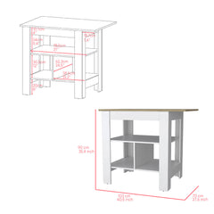 Bowie 2 Piece Kitchen Set, Kitchen Island + Pantry Cabinet, White /