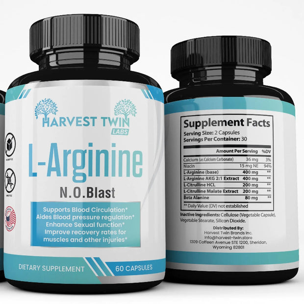 Harvest Twin Labs L-Arginine N.O. Blast Dietary Supplement – 60 Capsules