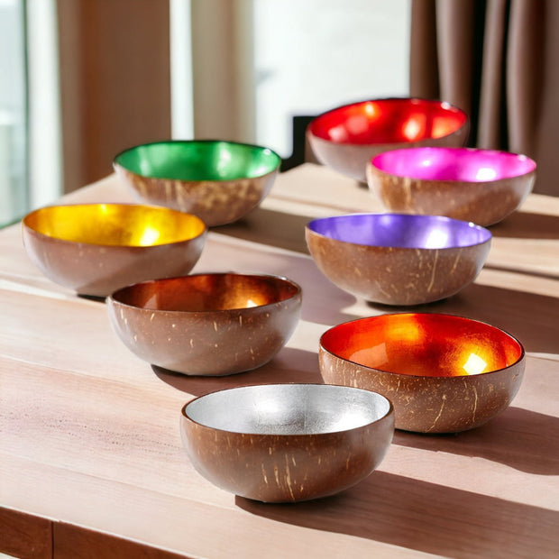 Gold Trimmed Coconut Bowl