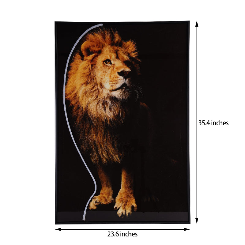 LED Lion Wall Art Light Panel Decorative Frame