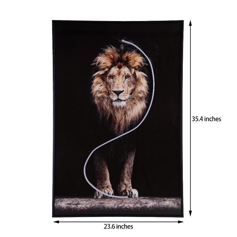 LED Lion Wall Art Light Panel Decorative Frame