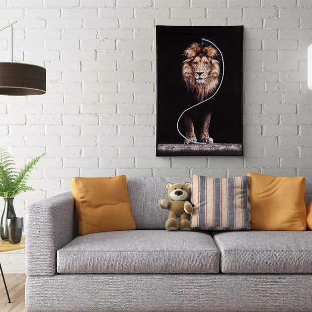 LED Lion Wall Art Light Panel Decorative Frame