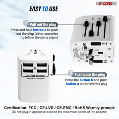 5Core Universal Travel Adapter International Power Adapters 3 Pack