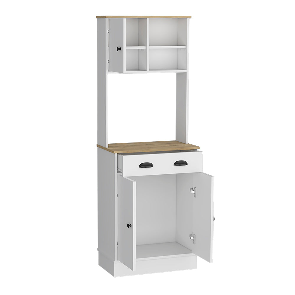 Microwave Storage Stand with 3-Doors and Drawer Arlington, White.