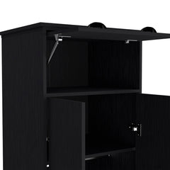 Armoire with Two-Doors Dumas, Top Hinged Drawer and 1-Drawer, Black