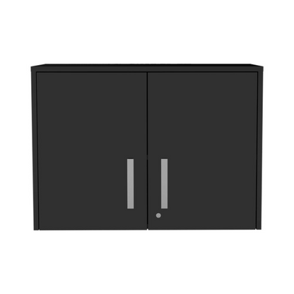 Wall Storage Cabinet, 3 Shelves, Double Door, Black Wengue.