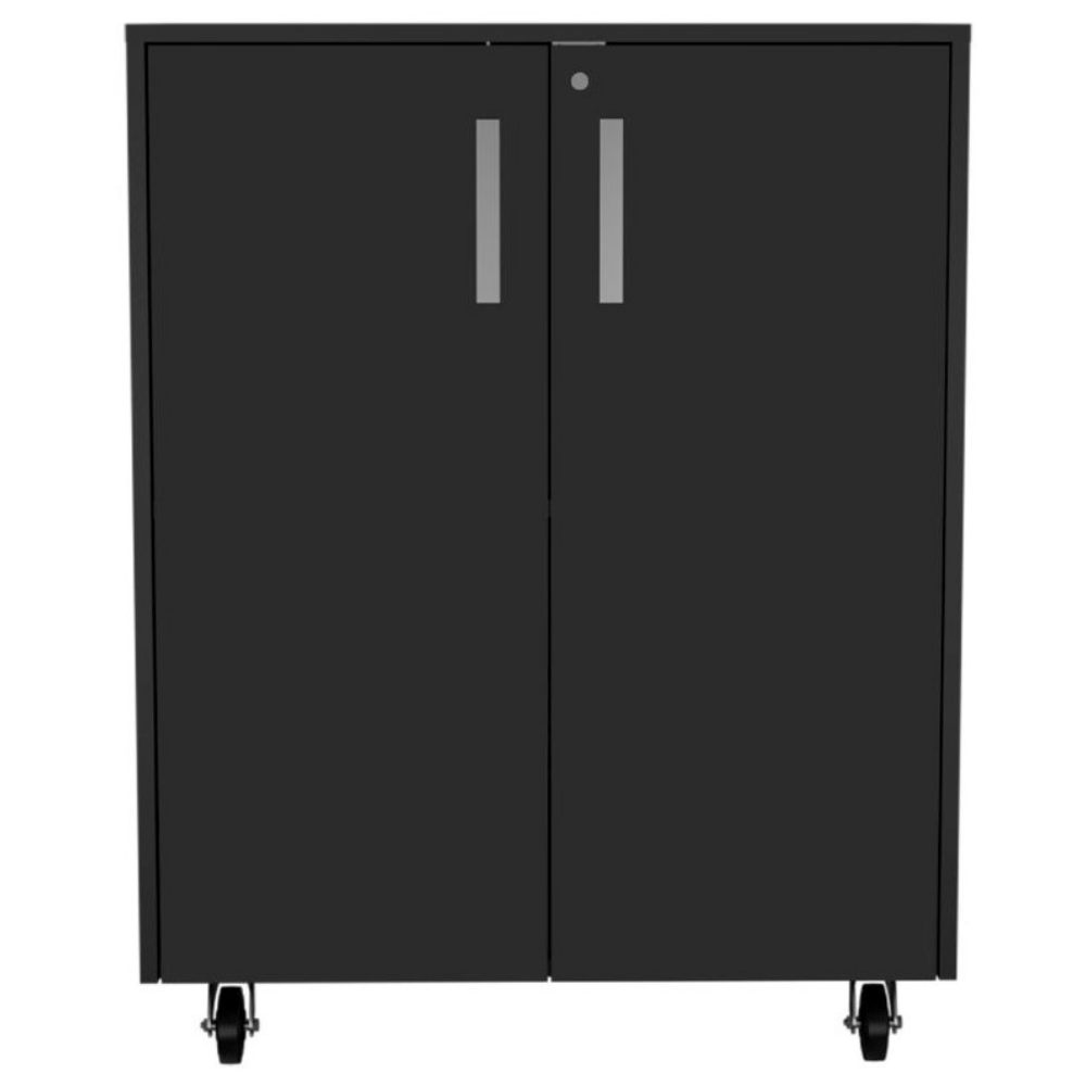 3 Drawers Storage Cabinet with Wheels Black Wengue.