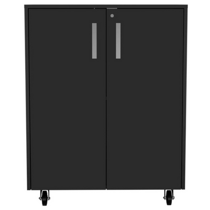 3 Drawers Storage Cabinet with Wheels Black Wengue.