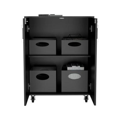 3 Drawers Storage Cabinet with Wheels Black Wengue.