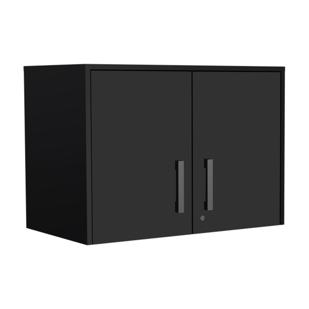 Wall Storage Cabinet, 3 Shelves, Double Door, Black Wengue.