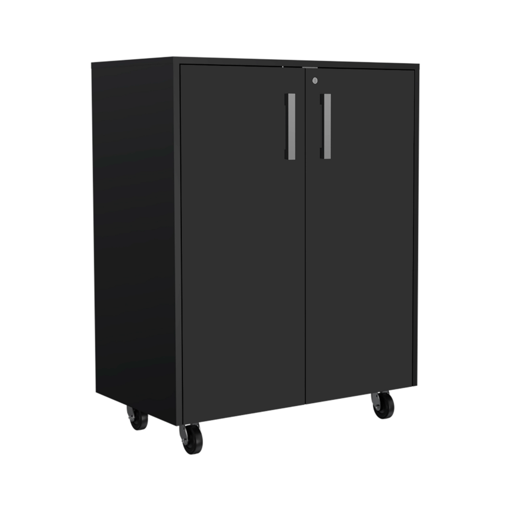 3 Drawers Storage Cabinet with Wheels Black Wengue.