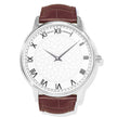 AMANT LONDON White Pattern Dial Roman Numeral Leather Strap Watch