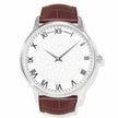 AMANT LONDON White Pattern Dial Roman Numeral Leather Strap Watch