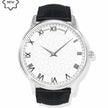 AMANT LONDON White Pattern Dial Roman Numeral Leather Strap Watch