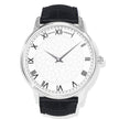 AMANT LONDON White Pattern Dial Roman Numeral Leather Strap Watch