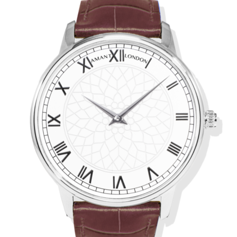 XAMANT London Silver Dial Watch with Roman Numerals