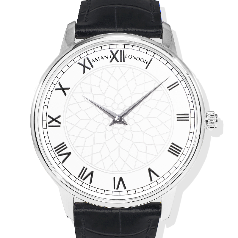XAMANT London Silver Dial Watch with Roman Numerals