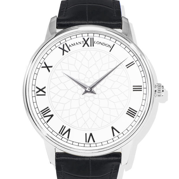 XAMANT London Silver Dial Watch with Roman Numerals
