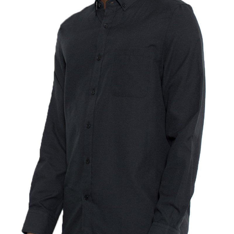 Men’s Black Button-Up Shirt with Chest Pocket