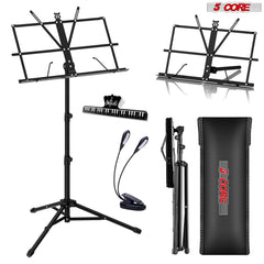 5Core Music Stand For Sheet Music Portable Tripod Adjustable Folding