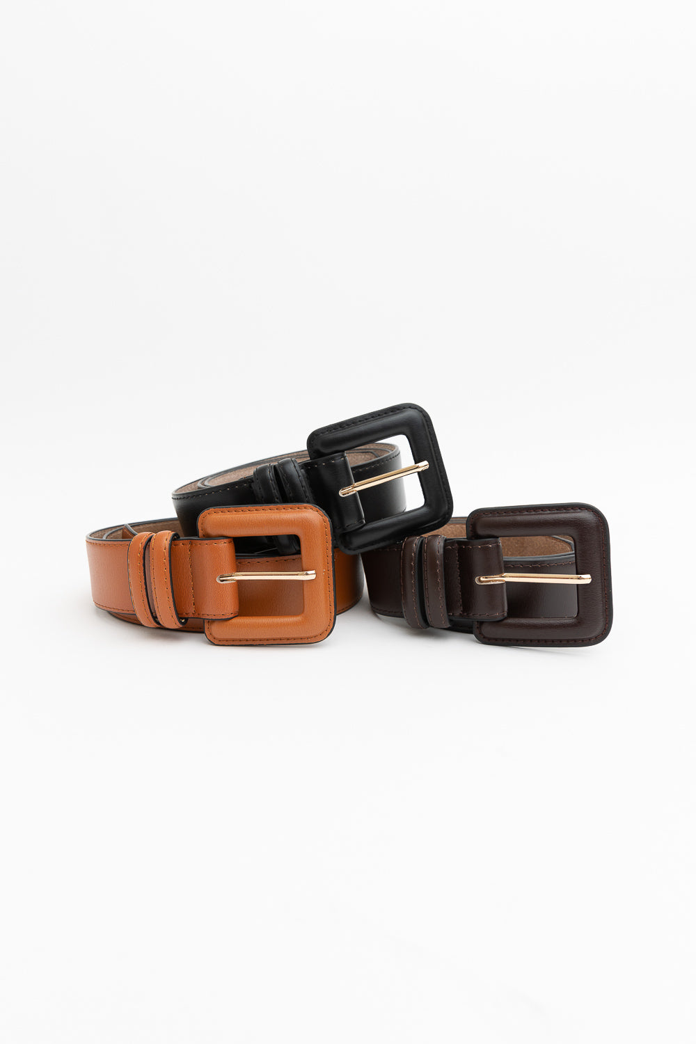 Square-Buckle Leather Belt