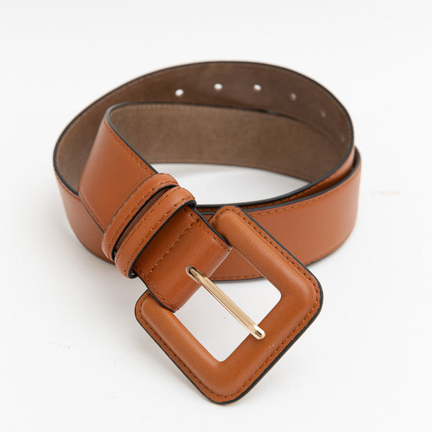 Square-Buckle Leather Belt
