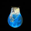Blue Swirl Glass Decorative Light Bulb with Wooden and Metal Base