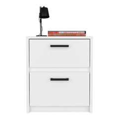 Nightstand Chequered, Two Drawes, White Finish